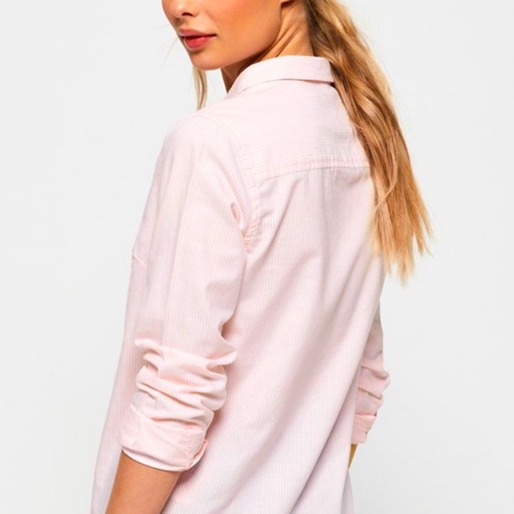 NWOT Abercrombie Pink Oxford Button Down+Pinstripe+XXS+Valentines Day - Picture 2 of 5